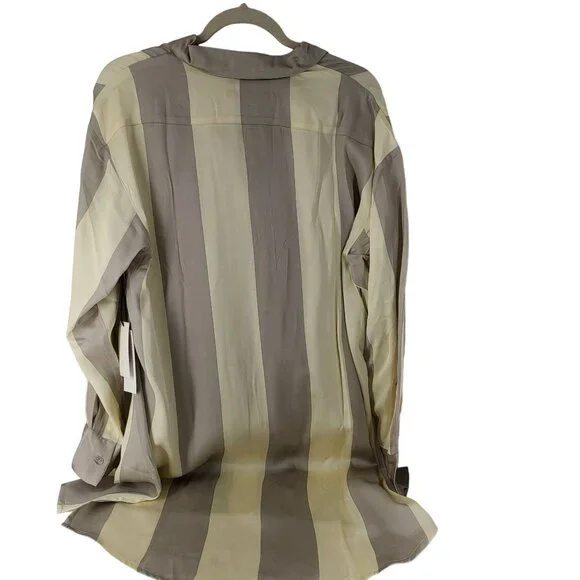 Honor The Gift Women's Striped Button-Up Shirt Dress Grey Casual Long Sleeve Med - Picture 3 of 15